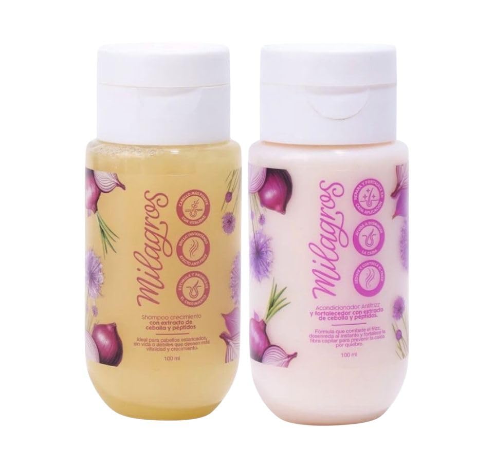 Minishampoo y Miniacondicionador - Cebolla 100% natural | Combate caida del cabello y promueve su crecimiento. 100Ml Viajeros