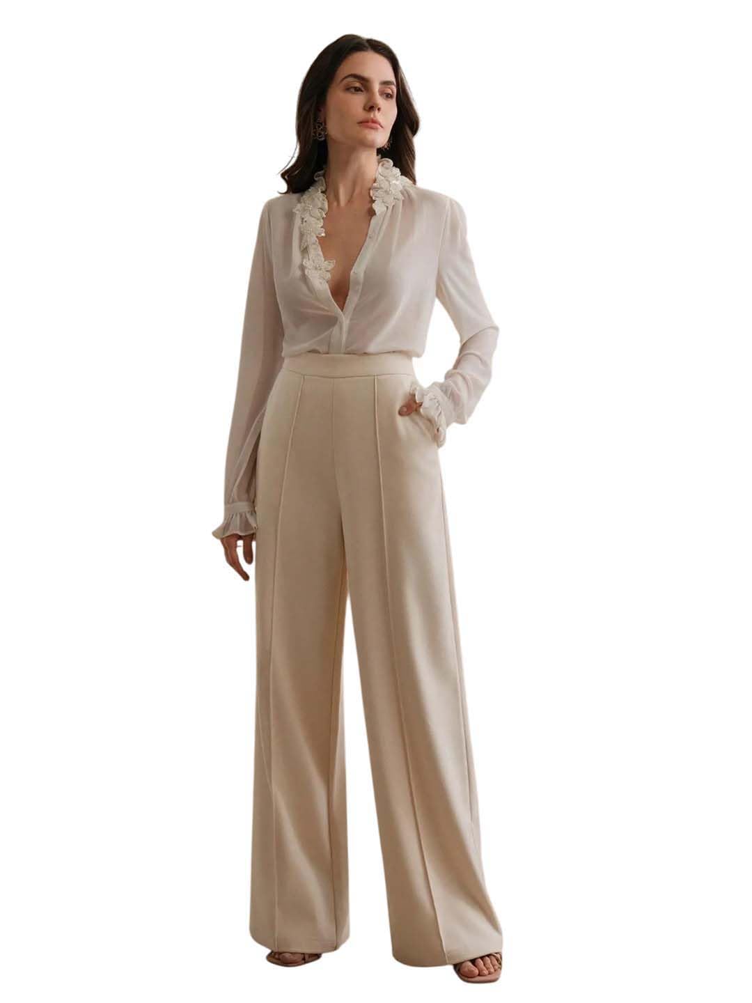 kotty Women's Formal and Casual Pants – Straight Palazzo and Wide Leg Trousers for Women in Cotton Lycra and Stretchable Fabric-picture-17