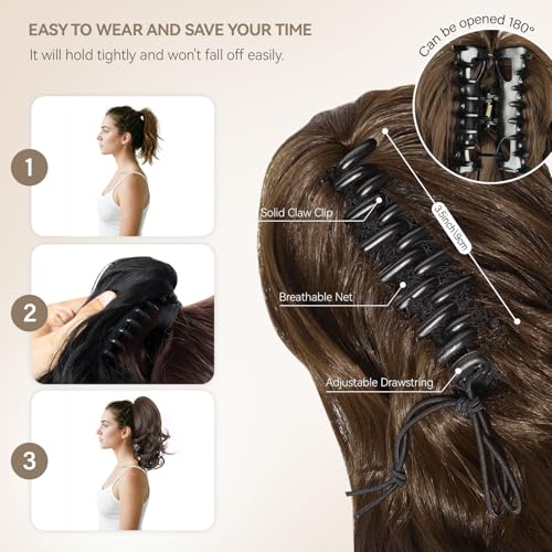 ZQIAN BEAUTY 14 Inch Blonde Ponytail Extension, Clip on Ponytails for Women