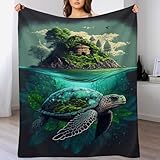 LLLBBB Schildkröte Decke Flauschige Sofa Decken, Super Weich und Flannel Fleecedecke Als Tagesdecke, Sofaüberwurf, Wohndecke 100×130cm