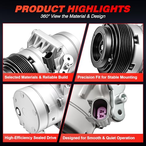 Image of Air Conditioner AC Compressor with Clutch Fits for Mercury Milan 2006-2011 | A /C Compressor with Clutch Compatible with Ford Fusion 2010-2012,Replaces CO 11212C,#8E5Z19703A,8E5Z19703C