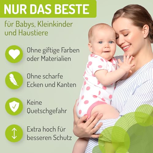 BOMI Türschutzgitter Maja 69-142 cm | Zum Bohren | Extra Hoch | Kindertreppenschutzgitter mit Tür in Weiß ausziehbar | Tierschutzgitter für Hund und Baby