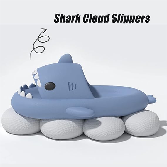 Sharky Chanclas, Cloud Shark Slides, 2023 Summer Anti-slip Unisex Cute Cartoon Shark Slippers Soft Beach Slippers