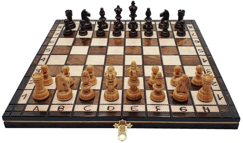 Jeu d'échecs - Échecs-Dames Cerisier - Échiquier Pliable | 35 x 35 cm | en Bois & 24 Dames | 2 cm | - Set