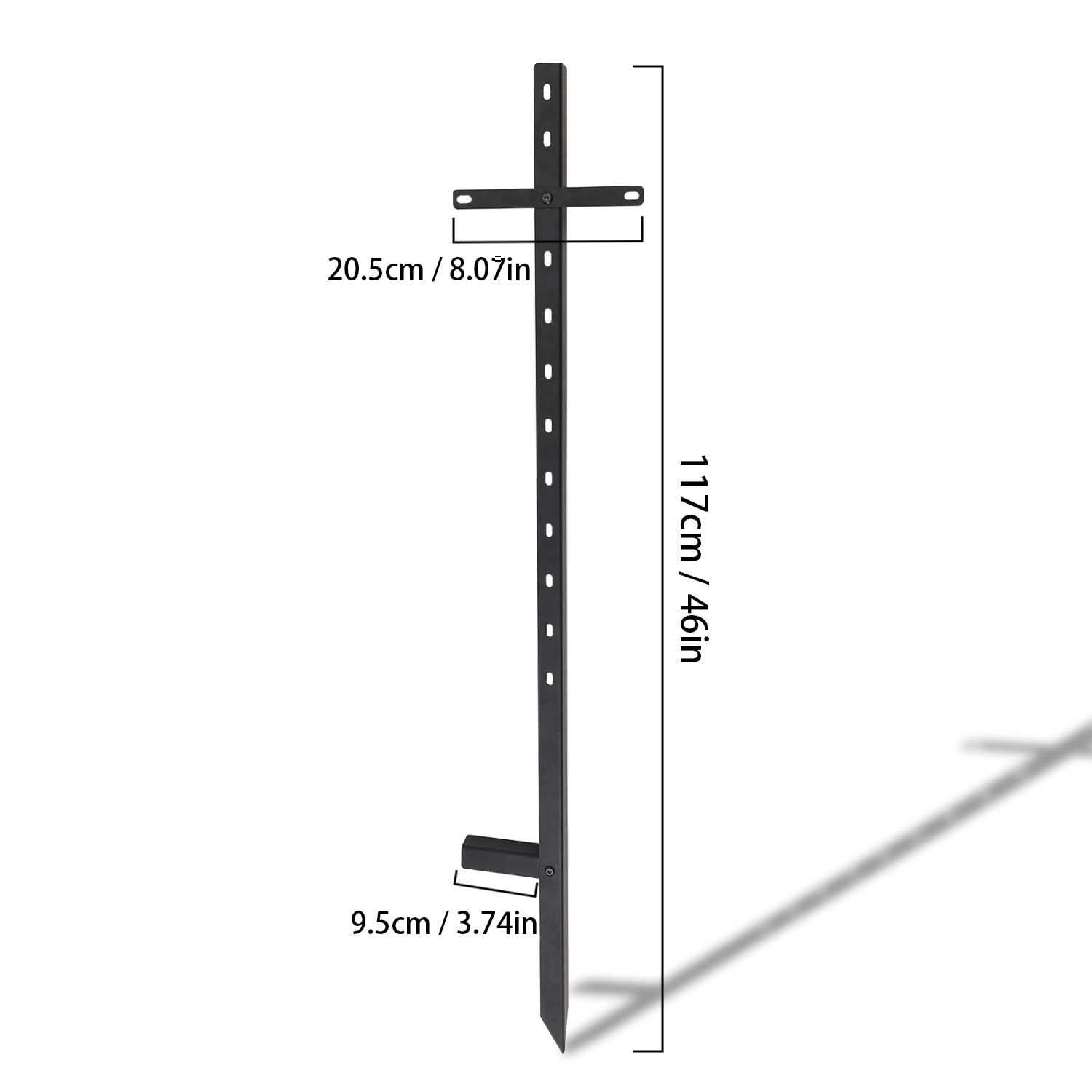 2pcs Piquets de Cour Robustes, 117cm Support de Poteaux Panneau Cour en Métal Piquets de Sol en T Poteaux Signalisation pour l'Extérieur Pelouse Parking Vacances Événements Vente Garage (Noir)