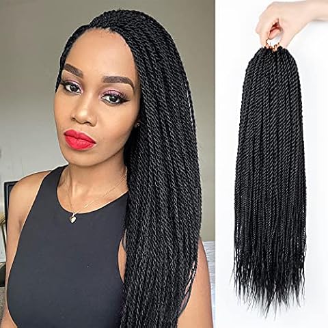 NAYOO Senegalese Twist Crochet Hair For Black Women - 8 Packs , 35 Strands/Pack Small Twist Crochet Braids Hair Hot Water Setting, Crochet Braiding Hair Straight Ends(18 Inch, 1B) Cover