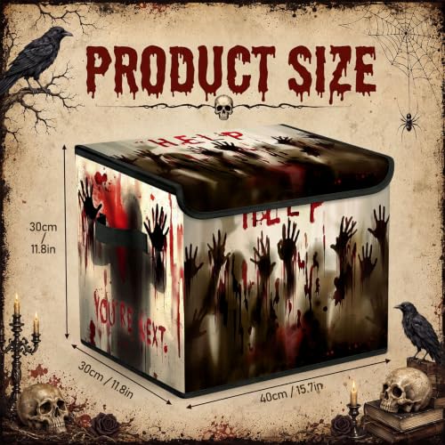 Image of Briwooody Bloody Horror Halloween Storage Bin with Lid and Carrying Handle