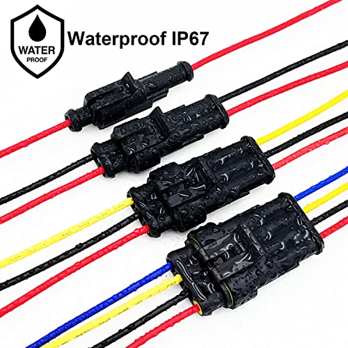 Twippo 20 Kits 16 Awg 2 Pin Connector Waterproof Wire Connectors 2 Pin Automotive Electrical Connectors Quick Disconnect 2 Wire Connectors With 16 Gauge Wire #TOP4
