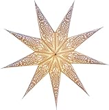 JUSTSTARS Papierstern mit Beleuchtung – Set mit Kabel und LED – Weihnachtsstern zum Hängen / Fenster-Deko – 60cm White