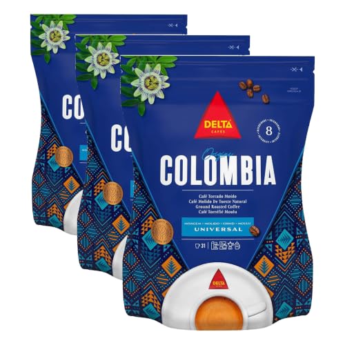 Delta Cafés Bio Origen Colombia - Café Molido Certificado - Notas Suaves y Aterciopeladas con Leves Matices Cítricos - 220 g (Paquete de 3)