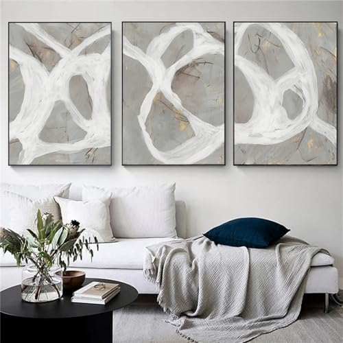 Lienzo abstracto moderno de líneas blancas arte mural de alta definición de 50x60cm sin marco