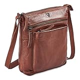 COCHOA Women's Real Leather Small Triple Zip Crossbody Bags Purse Travel Bag