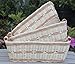 ShopOnNet RT430712-3 Handwoven Retangular Wicker Storage Basket with Handle in Cream and Brown (Set of 3)