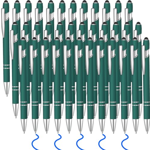 Bolígrafos con lápiz capacitivo y tinta azul, pack de 36 unidades en color verde para oficina