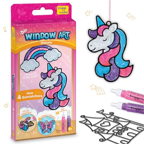 Image of Imagimake DIY Window Art Unicorn | Glass Painting Kit | Art & Craft Kit for Girls | Perfect Birthday Return Gifts for Kids Ages 5,6,7,8,9,10, Multicolour