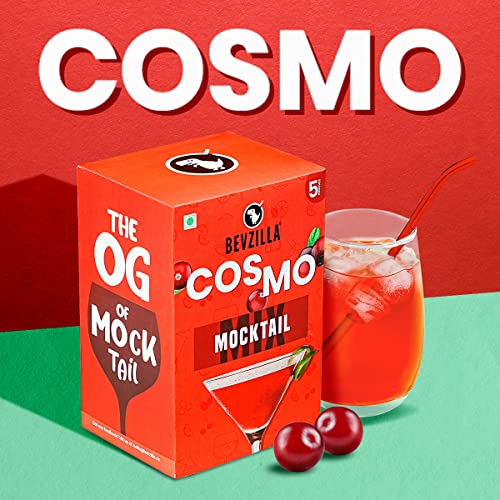 Image of Bevzilla Mocktail Mixer - Cosmopolitan (5 Pouches), Non Alcoholic| Makes 5 Drink| Refreshing| Low Calories| Instant Mocktail| Easy To Make| Party Mixer for Drinks