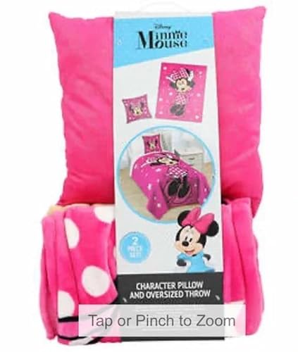 Jay Franco Disney Minnie Mouse Blanket Throw And Pillow Set 2 Piece Oversized Super Soft Blanket & Pillow Set | Pink #TOP5