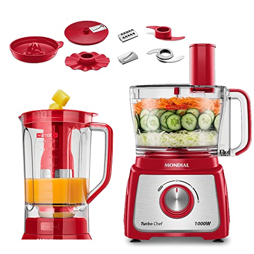 Multiprocessador Turbo Chef 9 em 1, Mondial, Vermelho, 1000W, 110...