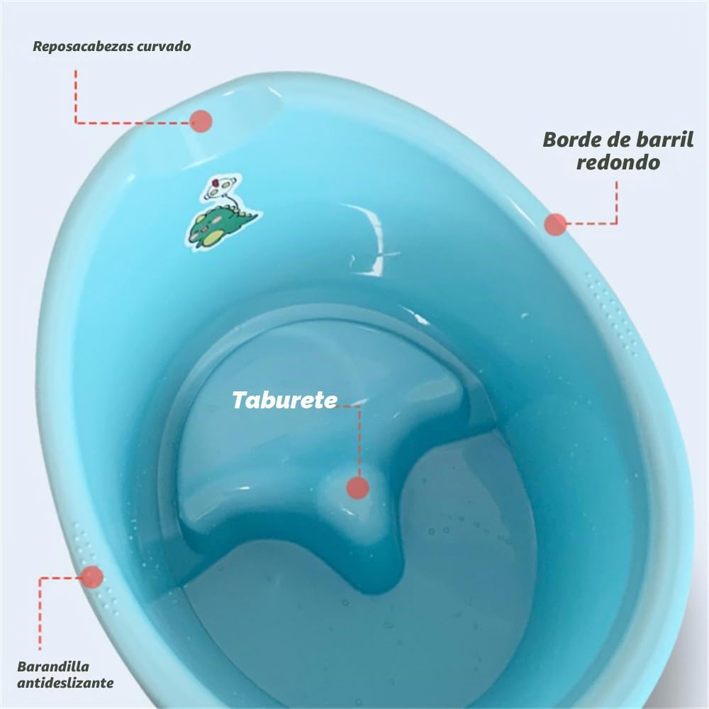 Bañera para niños pequeños con taburete, bañera de bebé, baño más grande para niños más grandes a la hora del baño, bañera para niños de 0 a 3 años (azul)