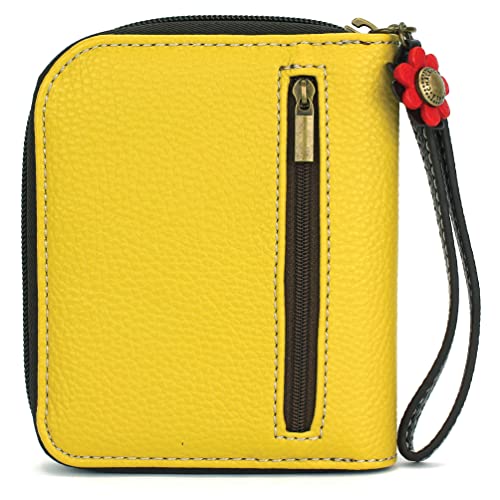 Image of CHALA Zip Around Wallet, Wristlet, 8 Credit Card Slots, Sturdy Pu Leather - Monarch Butterfly - Mustard