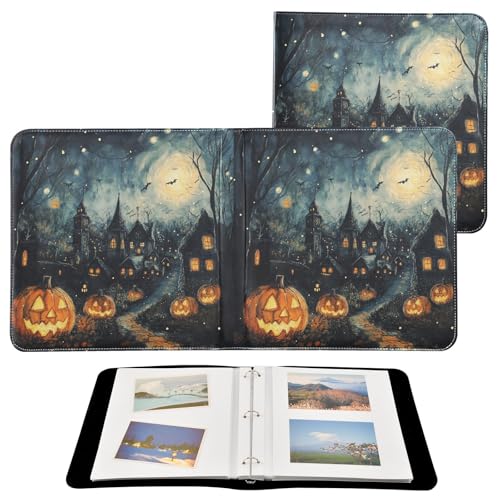 Álbum de fotos ALAZA para Halloween con cubierta de cuero sintético PU, diseño de tres anillos, para bodas, viajes y recuerdos familiares miniatura 2