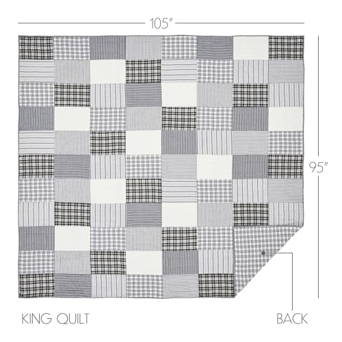 VHC-Brands-Sawyer-Mill-Patchwork-Reversible-King-Quilt-Black-105×95 VHC Brands Sawyer Mill Patchwork Reversible King Quilt Black 105×95