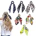 6Pcs Floral Print Hair Scrunchies Satin Elastic Hair Bands Hair Scarf Bohemian Style Ponytail Holder Ties Vintage Hair Accessories for Women Girls