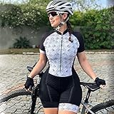 Frauen Radfahren Jersey Sets Triathlon Einteiler Bodysuit Frauen Kurzarm Radfahren Skinuitanzug Mit Taschen GEL Pad (Color : 2, Size : X-Small)