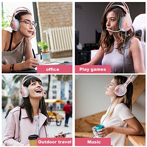 Anivia G1 Pink Gaming Headset for PS4, PS5, Xbox One, PC, Switch, Wired Over-Ear Headphone with Noise Isolation Microphone, Surround Sound Headphone with LED Light by Annivia - Used condition - Image 7