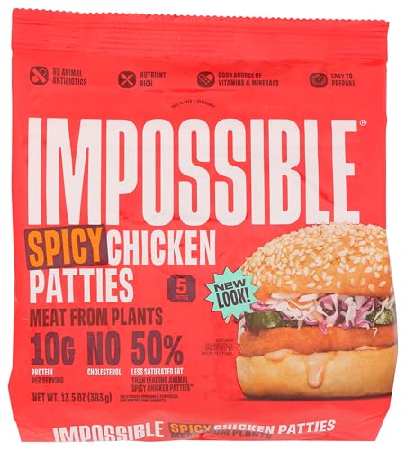 Impossible, Frozen Chicken Patties Spicy Plant Based, 13.5 Ounce