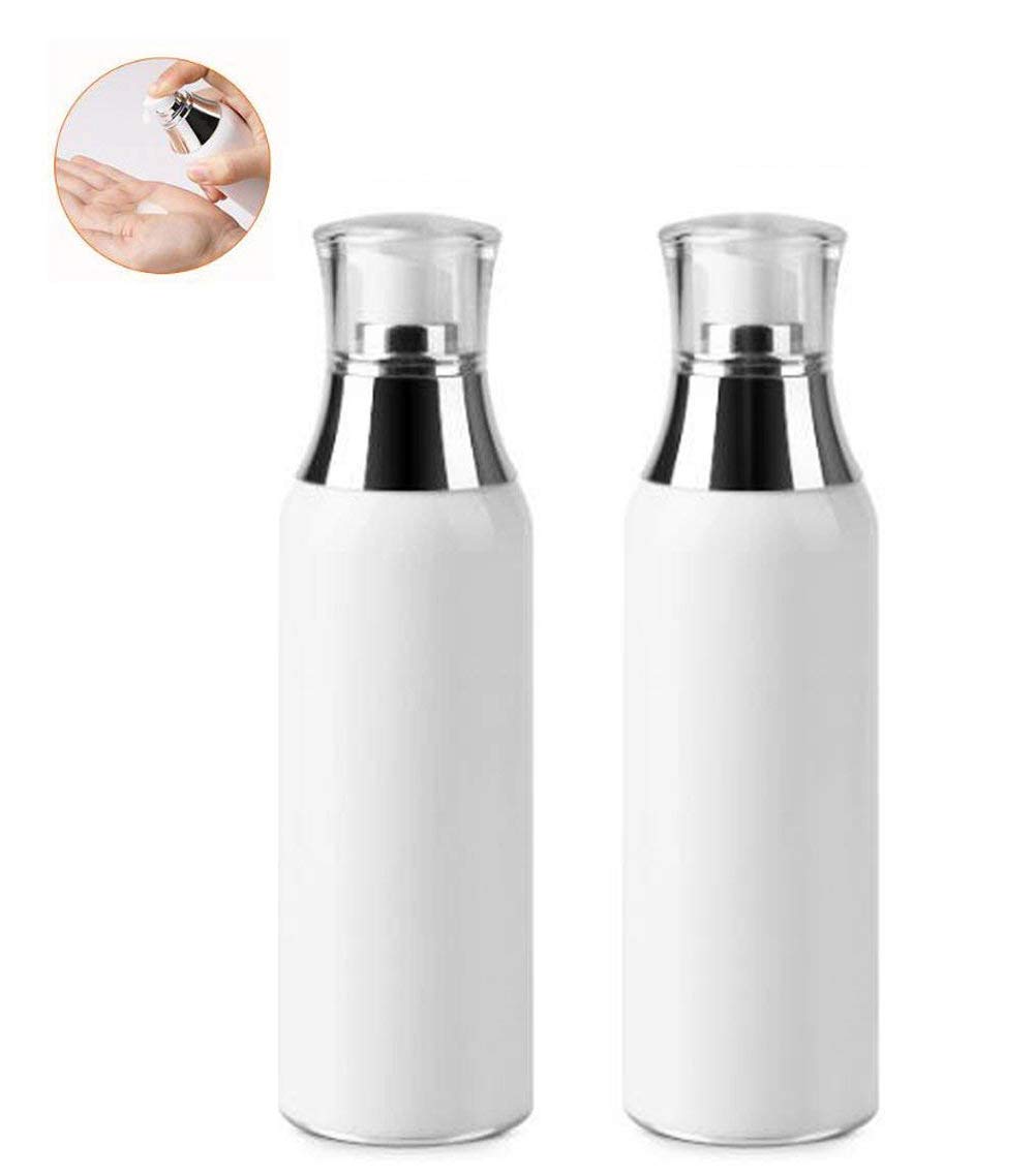1Pcs White Acrylic Airless Pump Vacuum Bottles-Empty Portable Cosmetic Makeup Storage Containers Lotion Pump Bottle Cosmetic Toiletries Liquid Storage Containers(120ml/4oz)