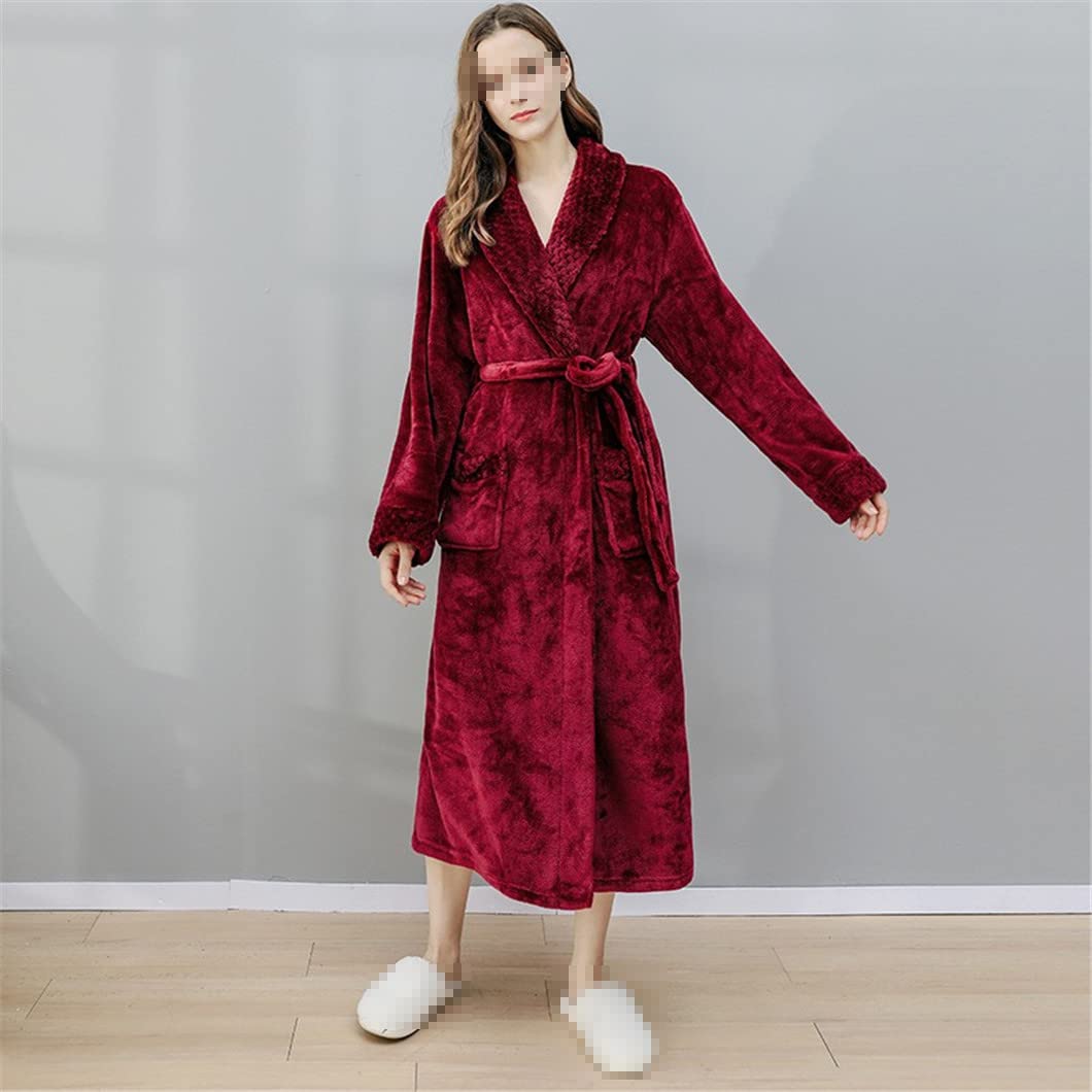 keusyoi Zimowa męska bielizna nocna pogrubiona flanelowa kimono szlafrok bielizna nocna damska na co dzień miękka koszula nocna z polaru szlafrok domowy