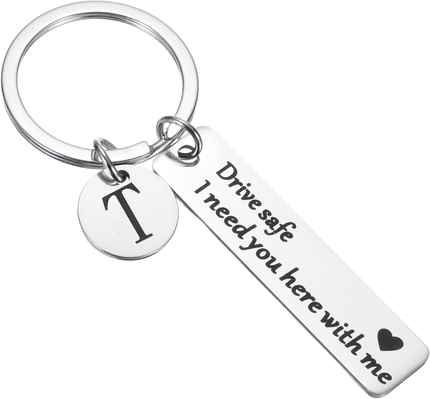 PATIKIL Drive Safe Keychain, Letter A Keychain I Need You Here with Me Custom Keychain with Gift Box for Valentines Day Gifts