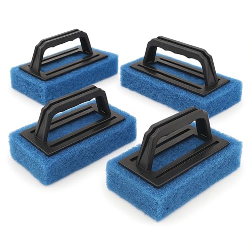 4 Pcs Screen Printing Scrub Pad with Handle – Screen Print Ink Scraper Remover for Reclaiming Mesh, Screen Printing Ink Cleaner & Accessories for Screens, Squeegees and Frames