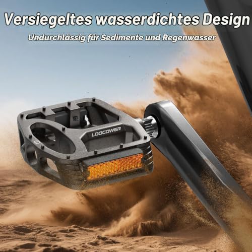 Fahrradpedale mit Reflektierenden Streifen, rutschfeste Mountainbike Fahrrad Pedale Aluminium Plattform 9/16'' Zoll Flachpedale für MTB… – Ansicht 5