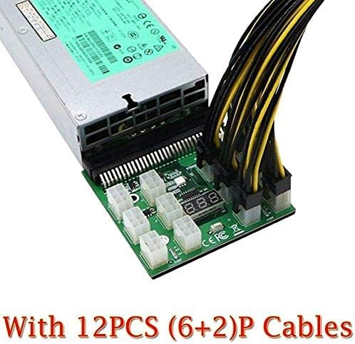 1200W/750W Breakout Board W Button for HP PSU GPU Mining Ethereum With 12Pcs 8P Cable
