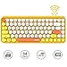 Tastiera Bluetooth Wireless, Simpatica Tastiera compatta Mini a 84 Tasti, Tecnologia di connessione Bluetooth Wireless a 2,4 GHz, Retro keycap Rotondo ABS, Pannello Opaco, Design ergonomico(Giallo)