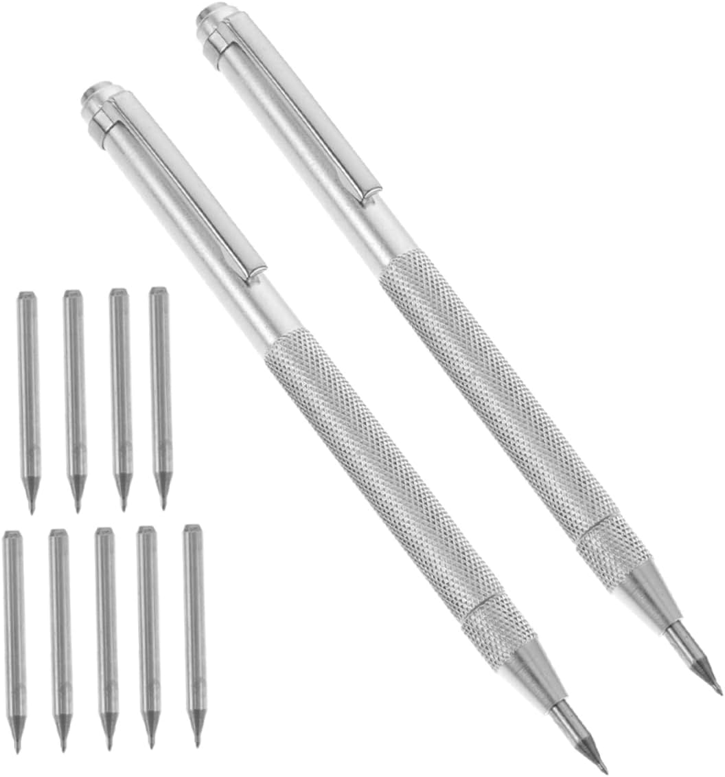 POPETPOP 4sets Tungsten Carbide Tip Scriber Engraving Tool with Replacement Marking Tips for Precise Glass Marking Compact Design for Woodworking Crafts