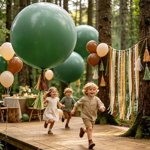 Image of 5Pcs Sage Green Big Balloons 36 Inch, Round Large Latex Party Balloons for Birthday Wedding Decorations