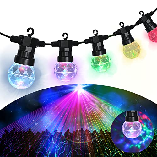 Vigdur 41Ft Disco Ball String Lights - 15 Projection Balls Color Changing String Lights Waterproof Shatterproof Outdoor Patio Lights For Party Backyard Pergola Porch Garden #TOP10