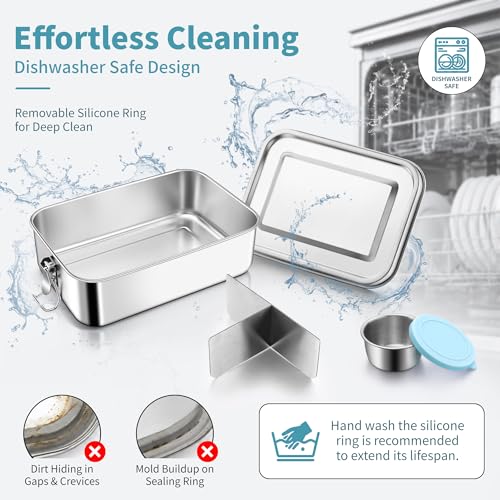 E-far Stainless Steel Lunch Box with 3 Compartments, 47oz for Kids & Adult by E-far - Used condition - Image 6