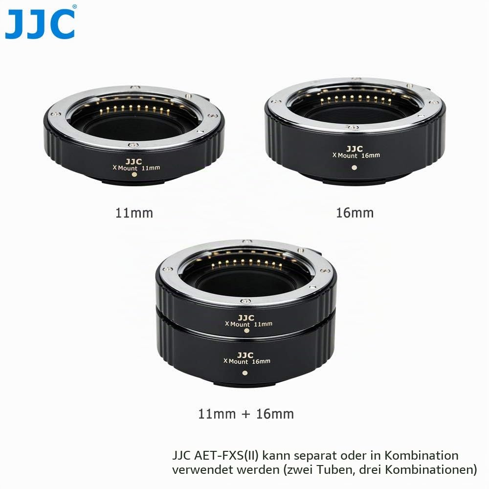 JJC Autofokus Makro Zwischenringe (AF) für Makrofotographie Passen für Fujifilm X Mount Kameras X-T30 III X-H2S X-S20 X-PRO3 X-PRO2 X-T5 X-T4 X-T3 X-T50 X-T30II X-T30 X-E4 X-E3 X-T200(11mm /16mm Sets)