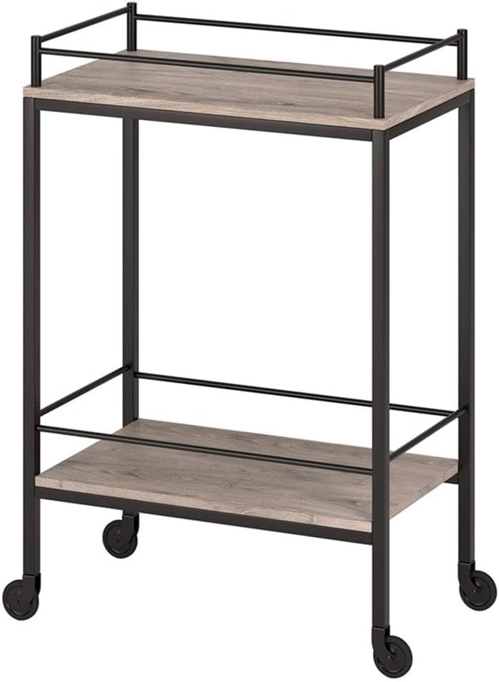 Barnes 23.5'' Wide Rectangular Bar Cart in Antiqued Gray Oak