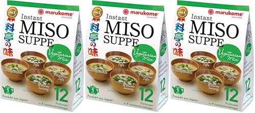 MARUKOME, Pasta de miso ocura para sopa instantánea, vegetariana, 224,55 g (Paquete de 3)