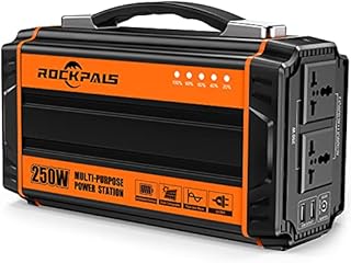ROCKPALS 250-Watt Portable Generator Rechargeable Lithium Battery Pack Solar Generator with 110V AC Outlet, 12V Car, USB Output Off-grid Power Supply for CPAP Backup Camping Emergency