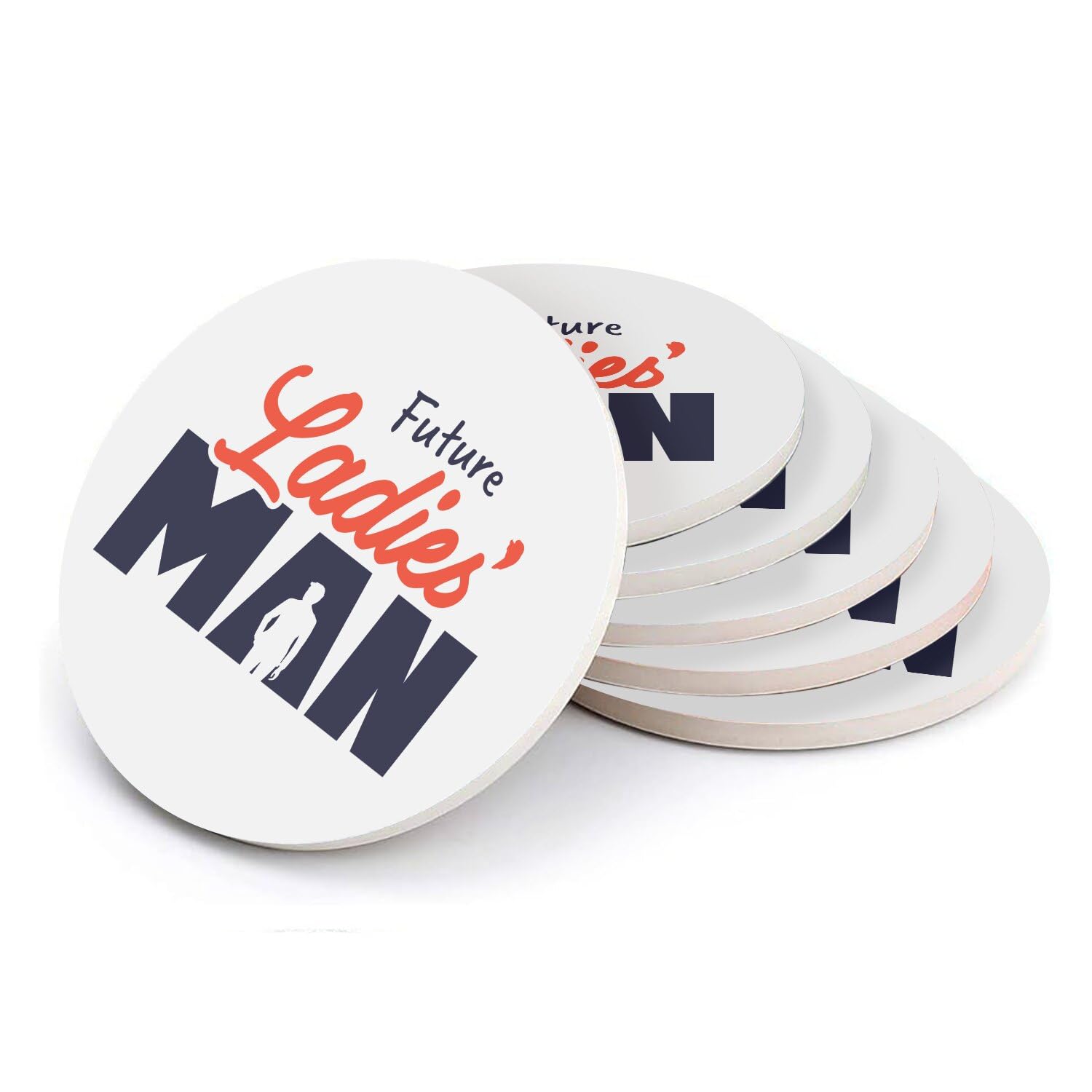 Sous-verre céramique Future Ladies' Man de 108mm, finition premium lot de 6