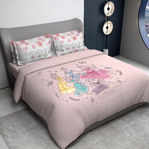 Image of Sassoon Disney Princess Digital Printed 100% Cotton Bedsheet with 2 Pillow Covers in 300TC