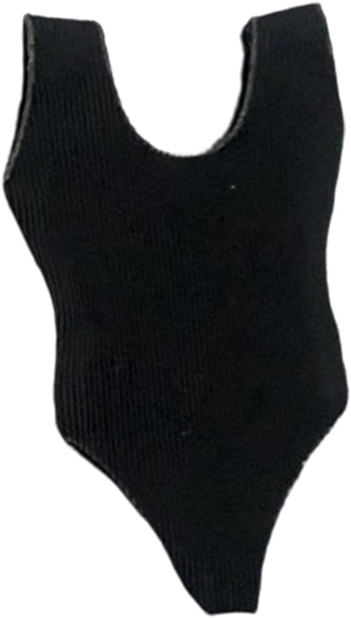 1/12 Action Figure Clothes Women Doll Clothes Elastic Bodysuit Summer Outfit Mini Swimsuit Trendy Costume Miniature Clothing, Black