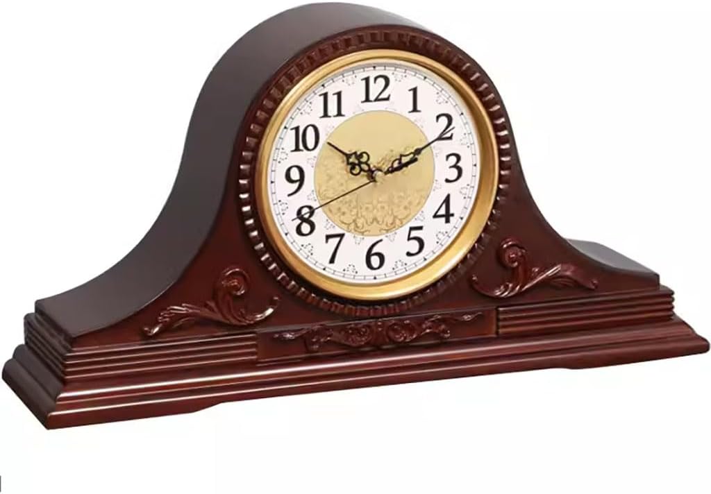 Vintage Mantel Clock,chiming Mantel Clock,18.4 * 9.5inch, Domed Lens, Quartz Movement, Walnut Finish,for Home Decoration/Tabletop Decoration