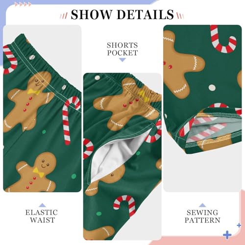 Boys' Pants Gingerbread Man Sweets Dots Green Long Bottoms Jogger Pants Elastic Waist Trousers with Pockets S-XL4